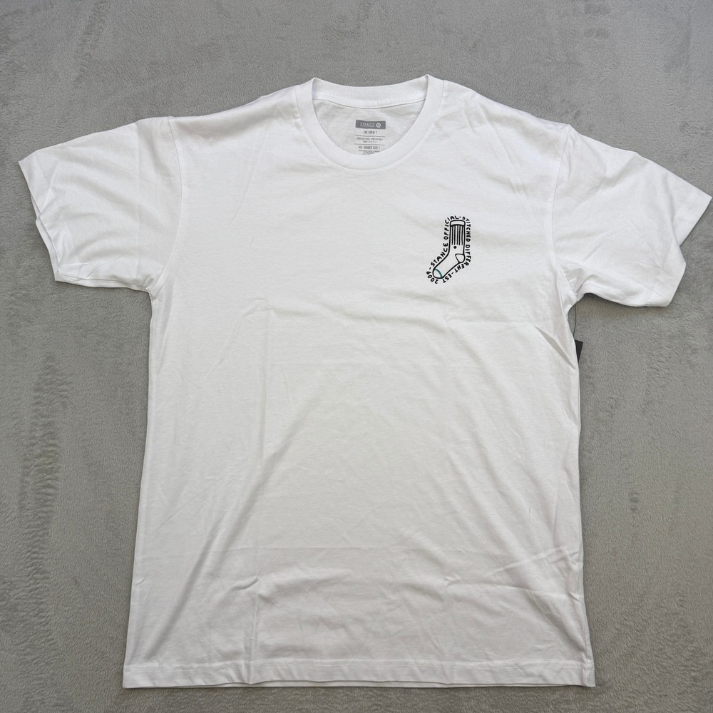 Stance The Crew T Shirt Mens Large White Small Logo Graphic Stitched Different‎